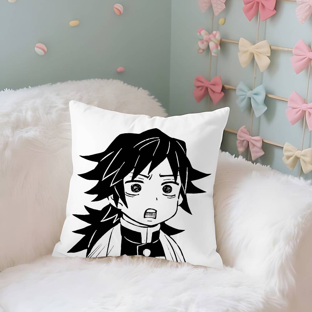 TTomiokas Giyuus Case Plush Fabric Soft Pillowcase Double Sided Print Cushion Cover Household Gifts