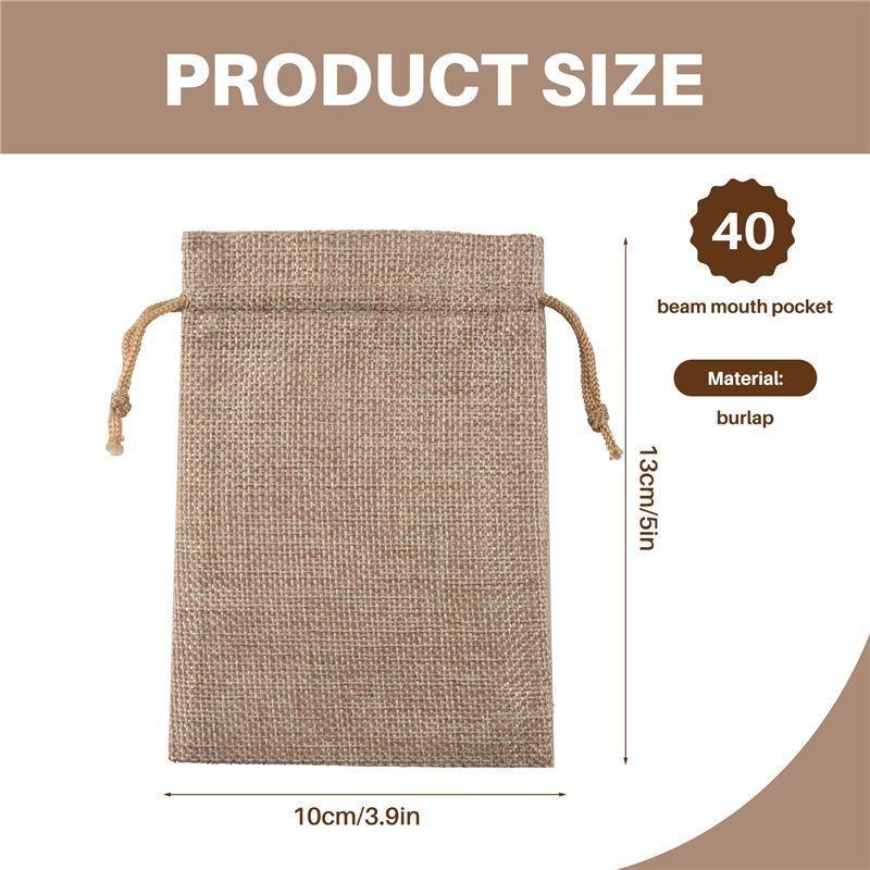 Good-40 Pieces Burlap Bags With Drawstring, 13Cmx10cm Burlap Drawstring Gift Bag Jewelry Pouches For Wedding And Party Favors, D