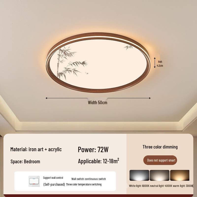 Walnut Chinese Song Style Ceiling Light for Living Room & Bedroom