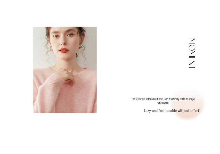 Women's Cashmere Drop Shoulder Sweater - 2025 Autumn/Winter Collection, Thickened Loose Fit, Low Round Neck Pullover.