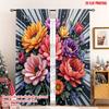 Set Of 2 Flat Printing Curtain Vibrant Floral Garden Polyester Digital Printed Drapes Family Party Use Indoor Outdoor