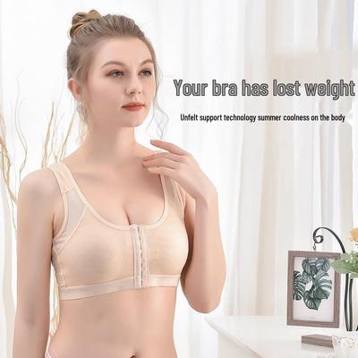 European Plus Size Front Closure Breathable Wirefree Sports Bra