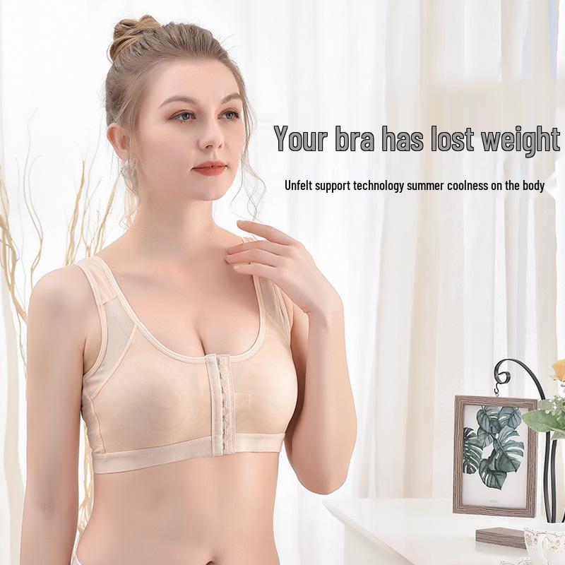 European Plus Size Front Closure Breathable Wirefree Sports Bra
