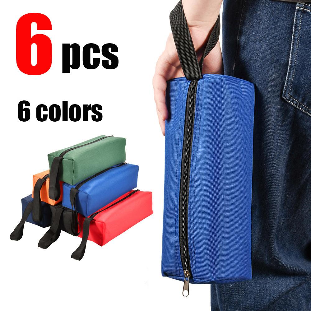 6pcs Hand Tool Bag Thick Canvas For Small Tools Screwdriver Wrench Tweezers Drill Bit Organizer Bag Waterproof Zipper Pouch