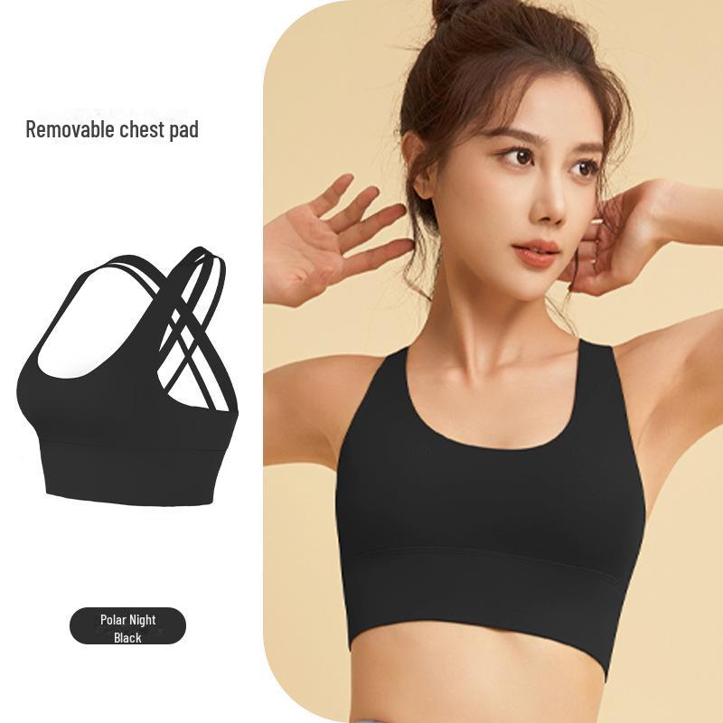 

Высокоэластичный ударопрочный спортивный бюстгальтер со съемными подушечками и пряжкой для женщин Small гагат/чёрный