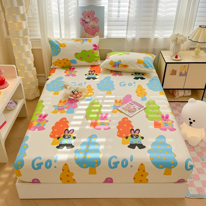 Pure Cotton Fitted Sheet Single/Queen Size Bed Cover Skin-friendly Bedsheets Home Bed Linen Couvre Lit (No Pillowcase)