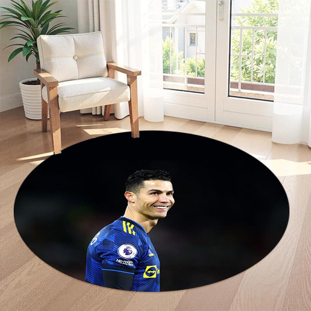 Cristiano Ronaldo Runder Teppich Perfekt für Spielzimmer Esszimmer Dekorieren Sie Zimmer Balkon Rutschfester Runder Teppich Dekorieren Sie Büros Hochzeitsfeier Geschenk