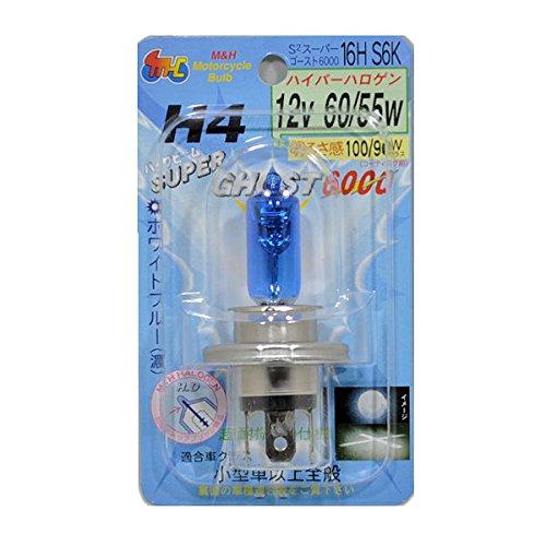 

M&H Matsushima High-Efficiency Hyper Halogen Headlight Bulbs, 12V 60/55W H4, Super Ghost 6000, 16HS6K