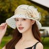 New Fashion Elegant Flowers Organza Dot Church Hat For Women Foldable Wedding Party Hat Summer Beach Protection Sun Cap