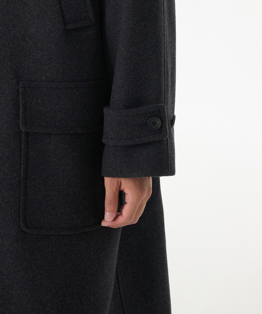 Musinsa Standard Wool Blend Oversized Muff Balmacaan Coat [Charcoal Grey]
