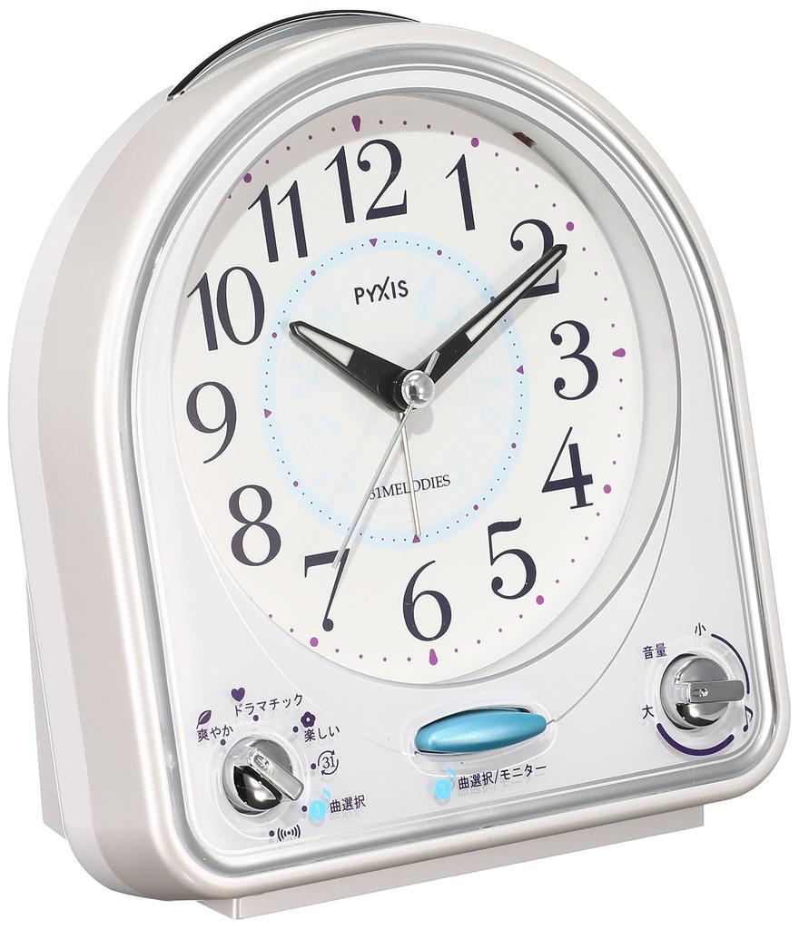 Seiko Clock Alarm Clock Analog 31 Melodies Melody Alarm PYXIS White NR435W