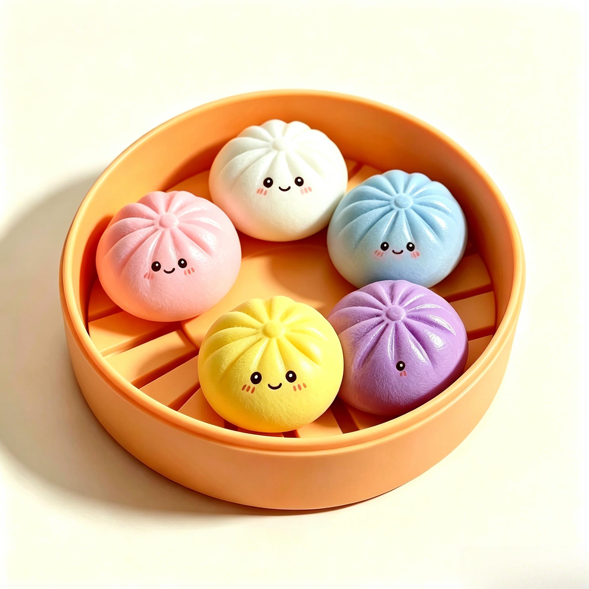 Speelgoed Set Zacht Stressverlichting Kristal Squishy Fidget Sensorisch Speelgoed Feestartikelen Cadeau 5 Stuks Mini Dumplings met Stoommandje Knijpbaar