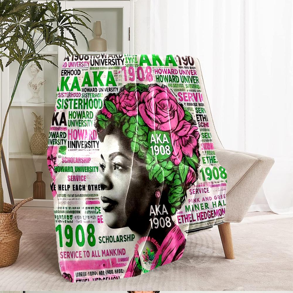 AKA Theme Printed Blanket - Perfect for Couch, Bed, Travel & Outdoor Use | Machine Washable, Cozy & Durable.
