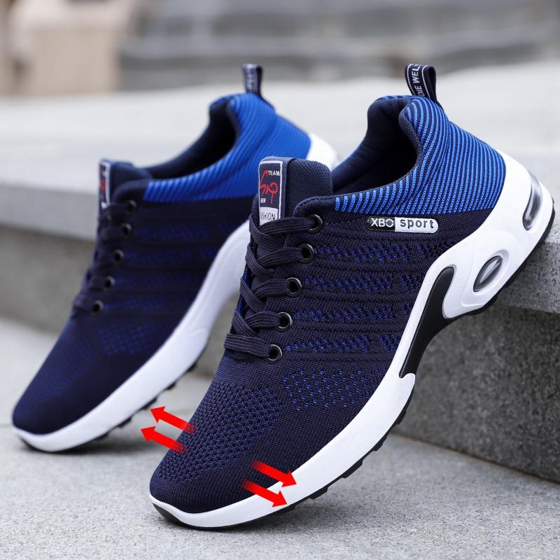 Shoes men's spring hair men's shoes lace-up running shoes large size sports shoes thick sole heightening single shoes