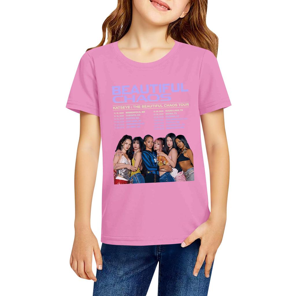 Modne ubrania robocze z krótkim rękawem i okrągłym dekoltem, bluzki z nadrukiem dla DZIECKA, letnie topy