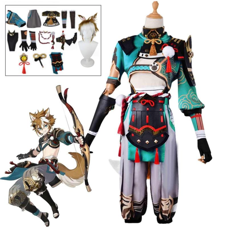  Dampak Gorou Kostum Kostum Cosplay Kostum Halloween Telinga Ekor Rubah Celana Panjang Kostum Pesta Lengkap