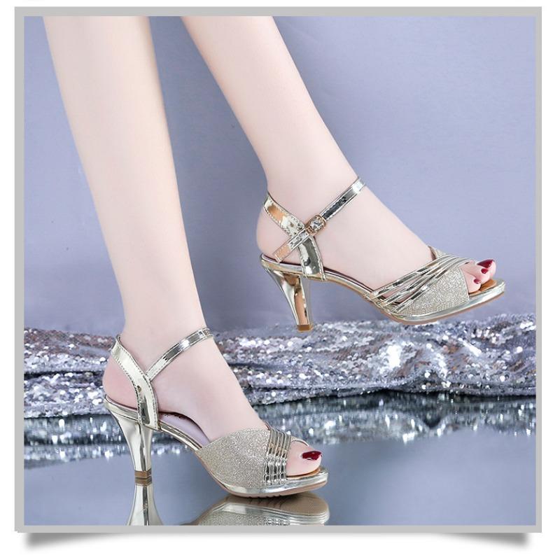 Summer New Korean Style Women's Stiletto High Heel Sandals Sexy One Buckle Peep Toe Sandals