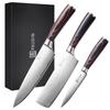 PAUDIN 3-Piece Chef's Knife Set (Gyuto Knife, Vegetable Knife, and Petty Knife) - Double-Edged 5Cr15Mov High-Carbon Stainless Steel with Rust-Resistan