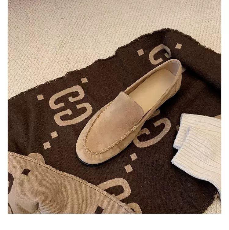 Sheepskin version niche one-pedal lazy small leather shoes women's super soft leather loafers retro flat shoes Doudou shoes