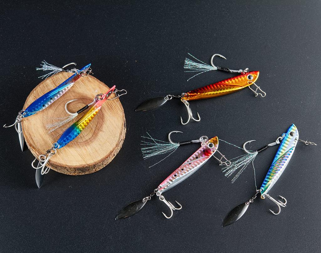 Metal Jig Set Flounder Lure Sea Bass 20g 30g 40g Bluefish Surf Metal Vibe Iron Plate Lure Flight Distance Color Set [Aoarashi Lure] (5 B, 40g)