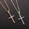 Luxury Zircon Cross Pendants Necklace Fashion Light Golden Silver Color for Men Women Jewelry Chain Accessory