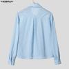 INCERUN Men Lapel Neck Long Sleeve Button Up Lace Casual Oversized Shirts Tops