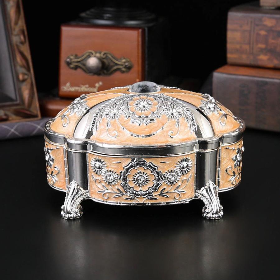 European Retro Metal Jewelry Box, Exquisite Enamel Necklace, Earrings, Jewelry Storage Box, Princess Jewelry Box.