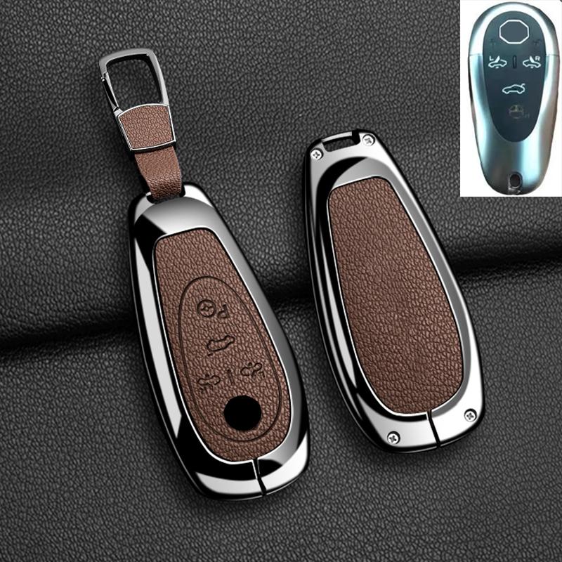 

New Fashion Car Remote Key Case Cover for Morris Garages MG Cyberster Zinc Alloy Leather Protection Shell Keychain Accessories