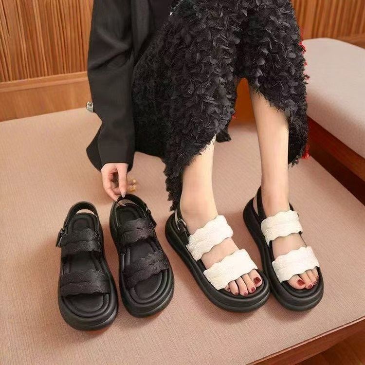 Internet Celebrity Super Fire Roman Beautiful Sandals Fairy Style Platform Versatile Skirt Beach Shoes 2025 Summer New