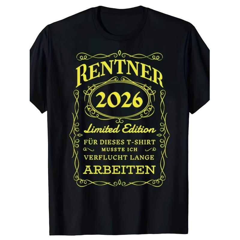 Men's Funny German Retirement T-Shirt - Rentner 2026 Limited Edition (Year of Retirement) - Humorous Rent Collector Design with German Text - Loose
