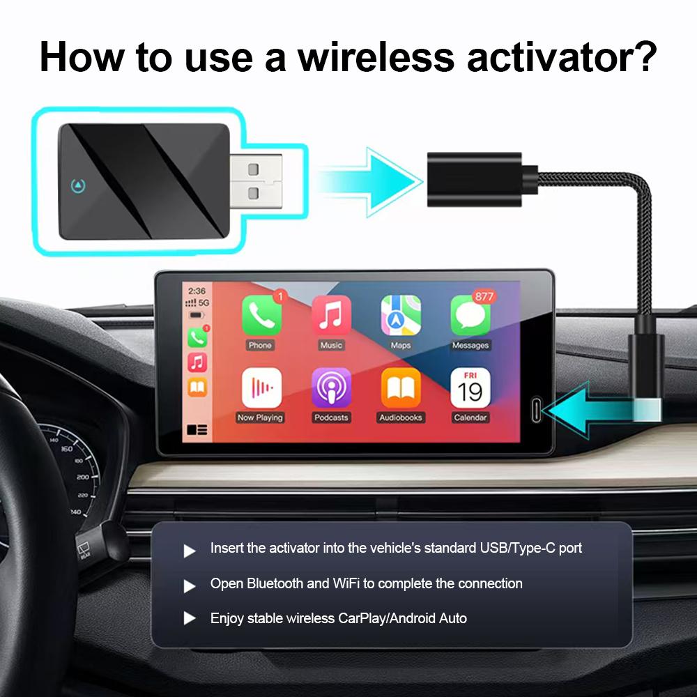 2025 Newest Wireless 2 IN 1 Carplay&Android Auto Mini Box Adapter Smart Plug And Play Dongle Bluetooth WiFi Fast Connect
