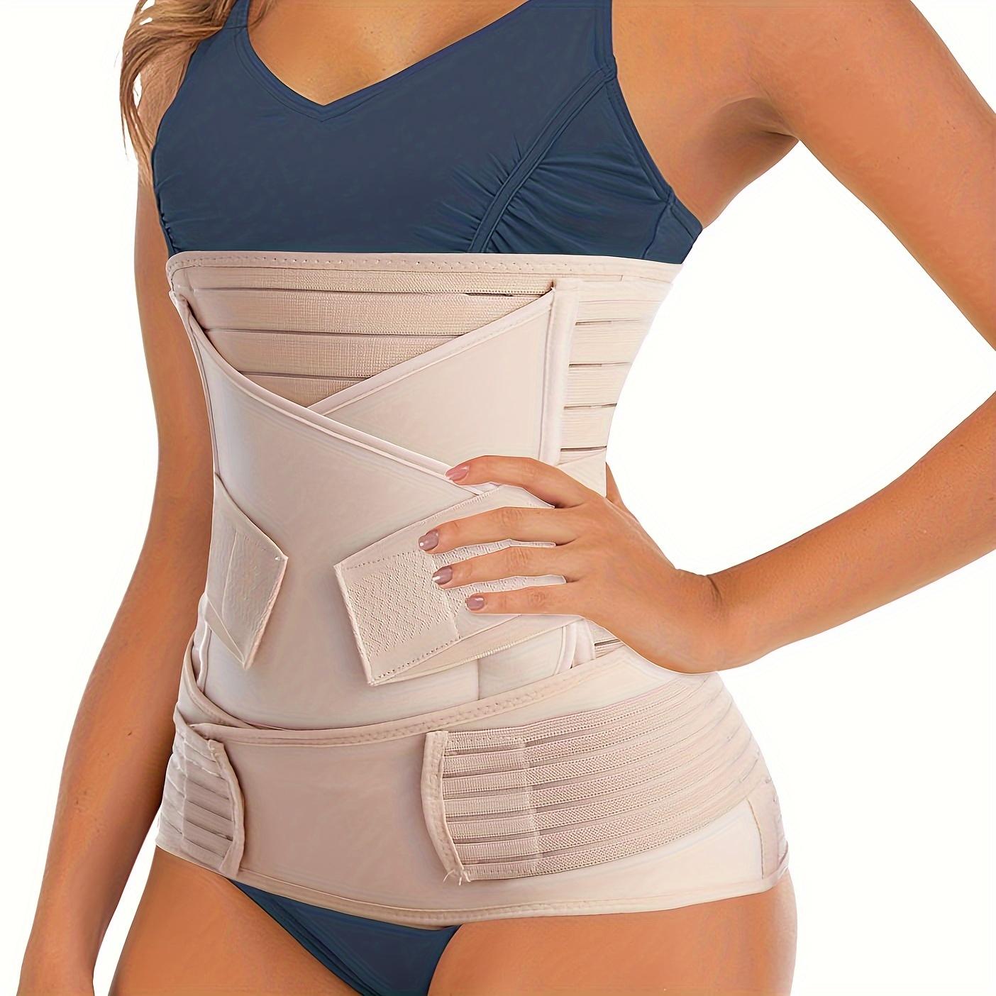 Lchome Women's Beige 3-In-1 Postpartum Belly Band Post C Section Support Recovery Wrap, Abdominal Binder Girdles For After Giving Birth Cm