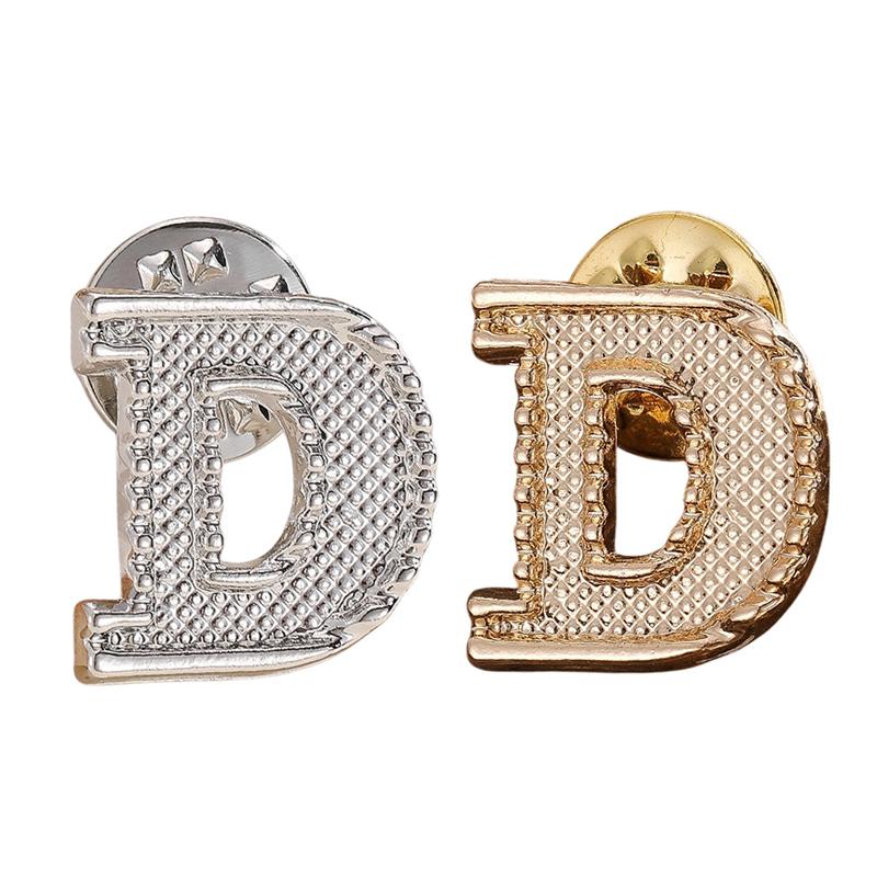 2Pcs New Metal Initial A To Z Pin 26 English Letter Pins Brooches Suit Shirt Badge Lapel Pin Fashion Jewelry For Men Women