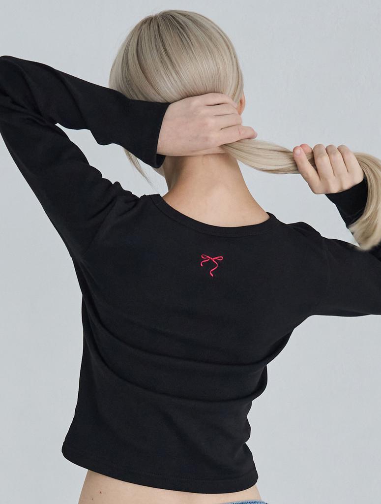 5OML Slim Back Ribbon Long Sleeve (Black)