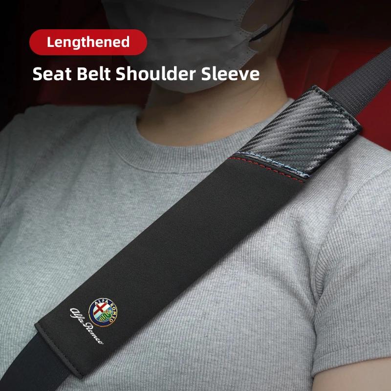 Car Stickers For Alfa Romeo Carbon Fiber Car Seat Belt Shoulder Cover Safety SeatBelt Protection Pad For Alfa Romeo 4C 159 166 S