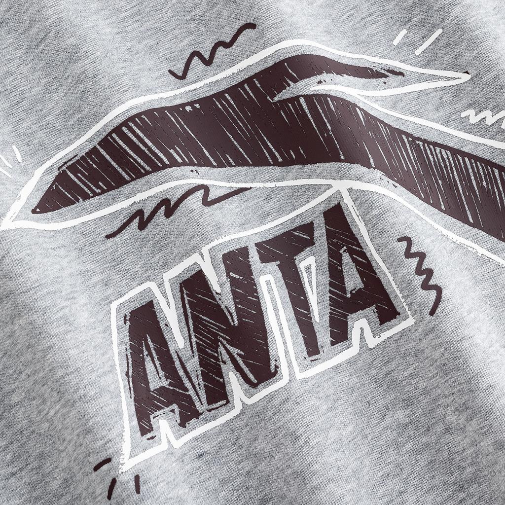 Anta American Retro Graffiti Logo Print Fashion Casual Versatile Sports Comfortable Breathable Loose Knit Pullover Sweatshirt 972638701-7