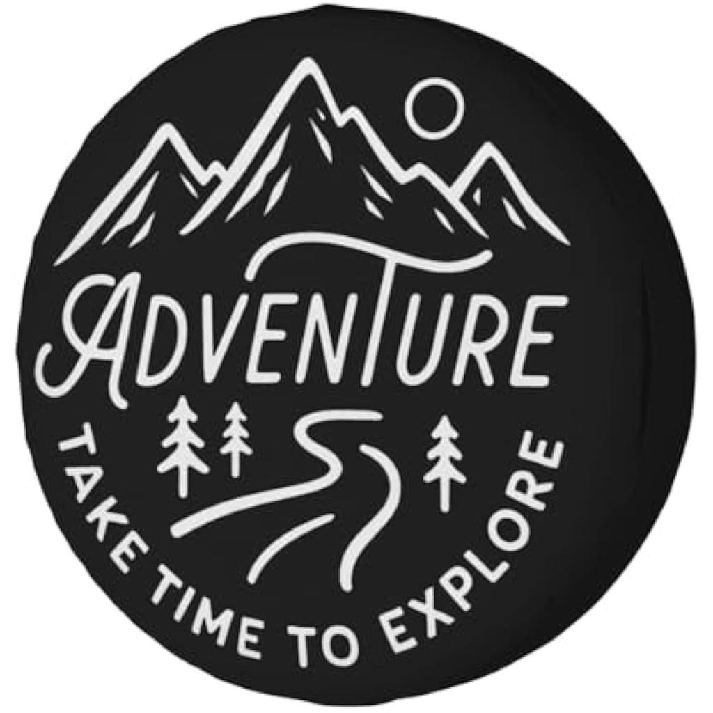 Adventure Take Time To Explore Spare Tire Cover Dust Proof Wheel Protector for Trailer RV SUV