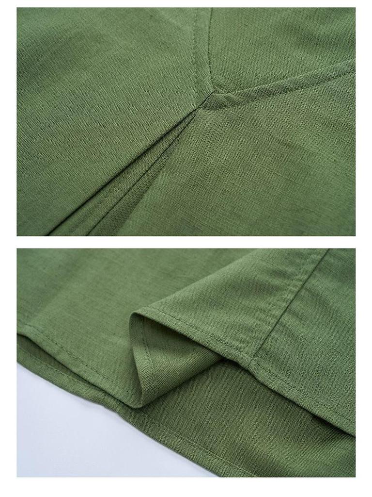 Women's Summer Cotton-Linen Dress: Petite, Slimming, Loose-Fit for Middle-Aged Moms