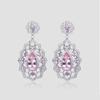 Elegant European Pink Cubic Zirconia Earrings: Luxury Gemstone Ear Studs with Full Diamond Inlay for Women