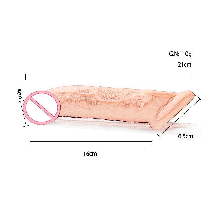Wiederverwendbarer Penis-Seelve-Extender, Penisvergrößerung, Verzögerung der Ejakulation, realistischer Dick Sleeve Girth Enhancer, Sexspielzeug für Männer