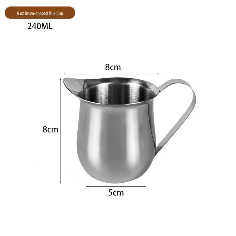 Stainless Steel Milk Pitcher & Latte Art Cup - Espresso & Cocktail Measuring Jug