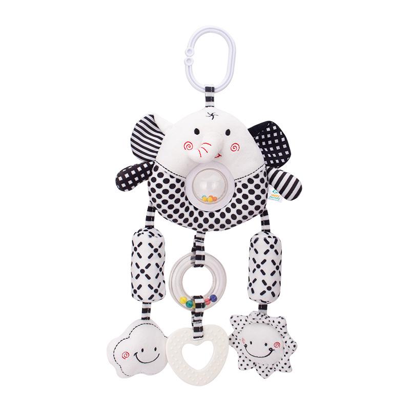 Happy Monkey Black & White Baby Rattle and Stroller Wind Chime