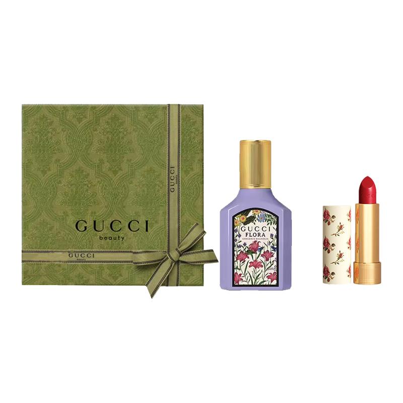 Gucci Perfume set Dreamy Mulan Small Floral Lipstick Colorful Silk Lipstick Gift Box Qimeng Mulan fragrance women s perfume 30ml + silk lip balm #25