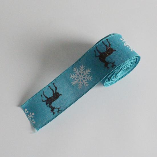 Losí stuha Krásná, pěkně vypadající stuha s drátěným okrajem s potiskem Vánoční losí vzor Stuha Barevná stuha na svatbu