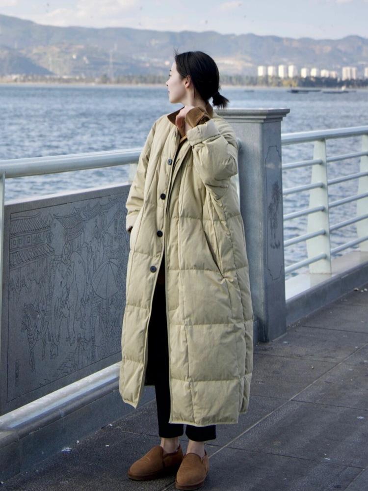 Down cotton-padded clothes women s winter medium and long Korean version loose cotton-padded clothes 2025 thickened design cotton-padded jacket tide S