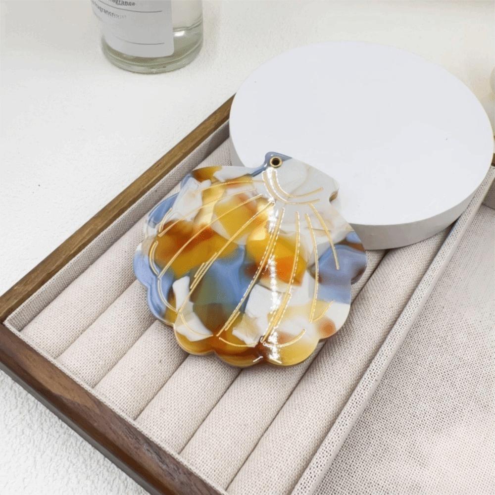 Espejo de Maquillaje Portátil Forma de Concha Plegable Espejo Cosmético de Ácido Acético de Mano Ligero Pequeño Espejo para Mujeres Niñas