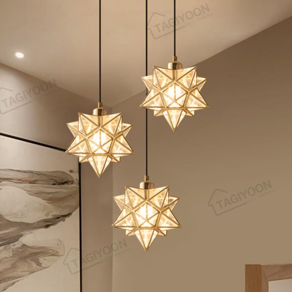 TAGIYOON Pendant Nordic Modern Compatible with Both Track Lighting and Hook Ceiling Single Showa Suitable for Dining Bedroom Star-Shaped Light, Style,