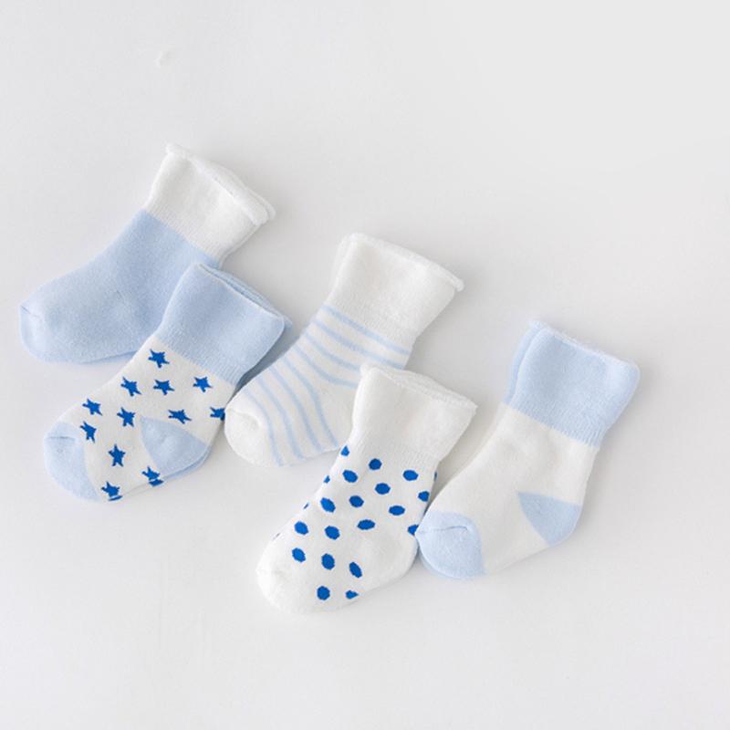 5Pair/lot New boy and girl  baby socks thick newborn autumn and winter warm foot sock