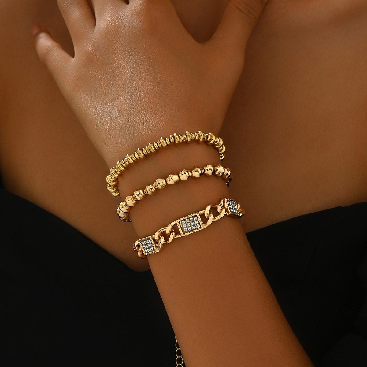 

Модный стильный геометрический женский браслет, персонализированный инкрустированный бриллиантами браслет из трех частей, ювелирное изделие высокого класса