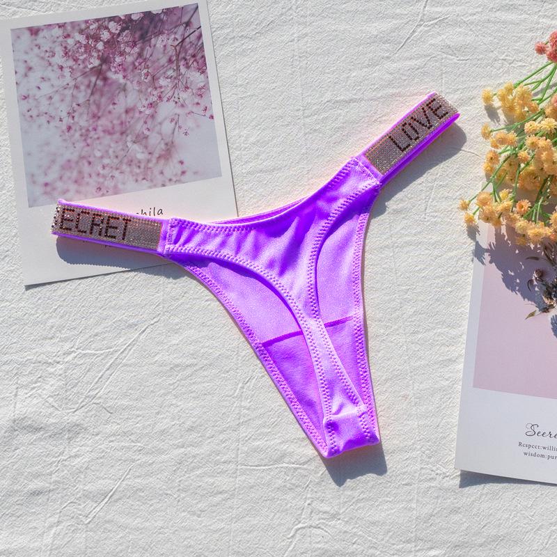 Women's Rhinestone Thong: Micro-Shimmer Fabric, Narrow Side, Fluorescent Color Underwear